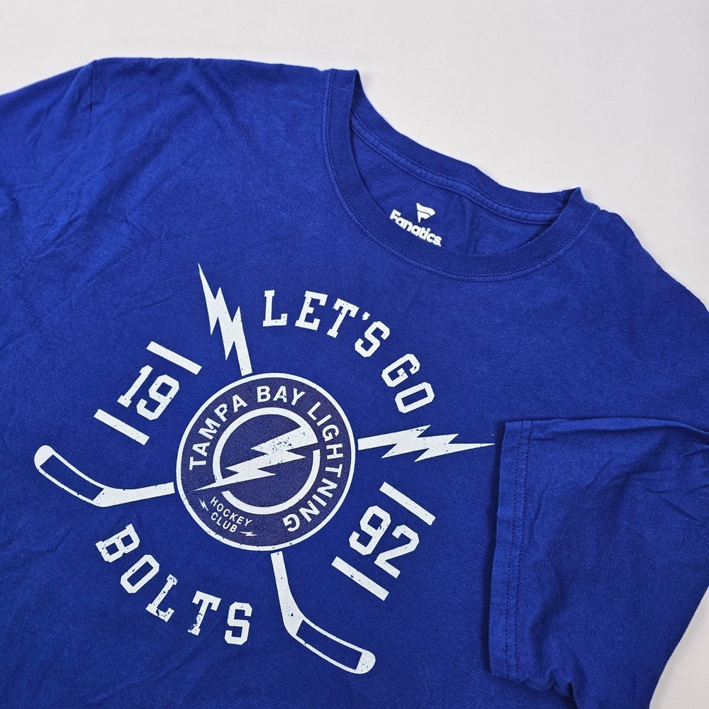 Tampa Bay Lightning T‎ Shirt Mens Fanatics Hockey NHL Let's Go Bolts XL